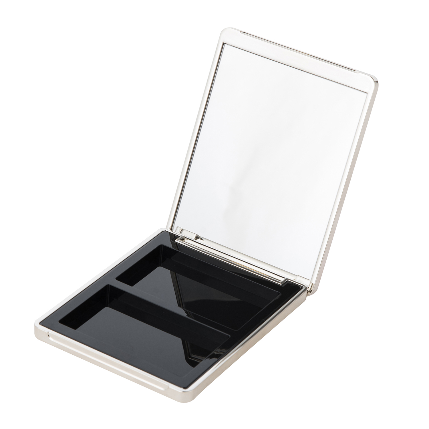 2 Lattices Rectangle Case with Mirror Empty Makeup Powder Compact Case Container
