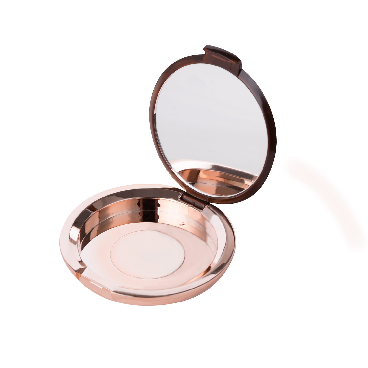Black And Champagne Round Empty Makeup Compact Case with Mirror