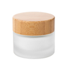 15g Frosted Glass Cream Jar With Bamboo Lid Wholesales Custom Bamboo Cosmetic Jar