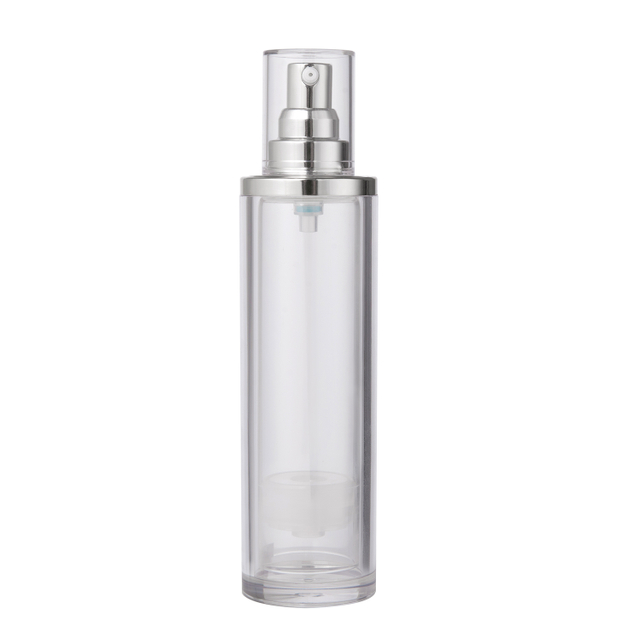 50ml PET Cylindrical Refillable Airless Bottle Wholesale Replaceable Cosmetic Airless Pump Bottle
