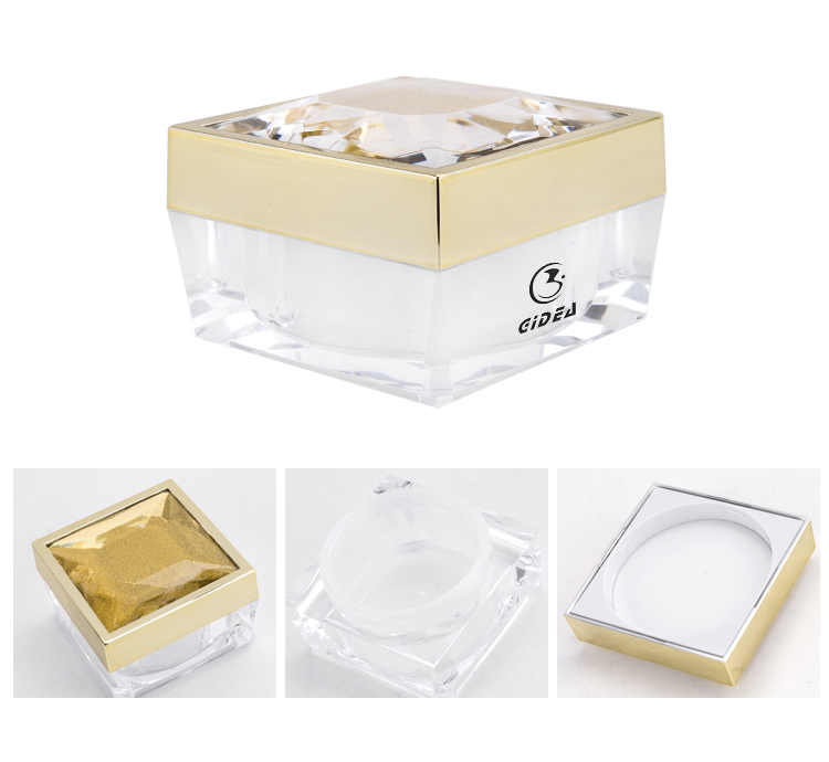 50g Gold Cap Transparent Body Square Cosmetic Cream Jar