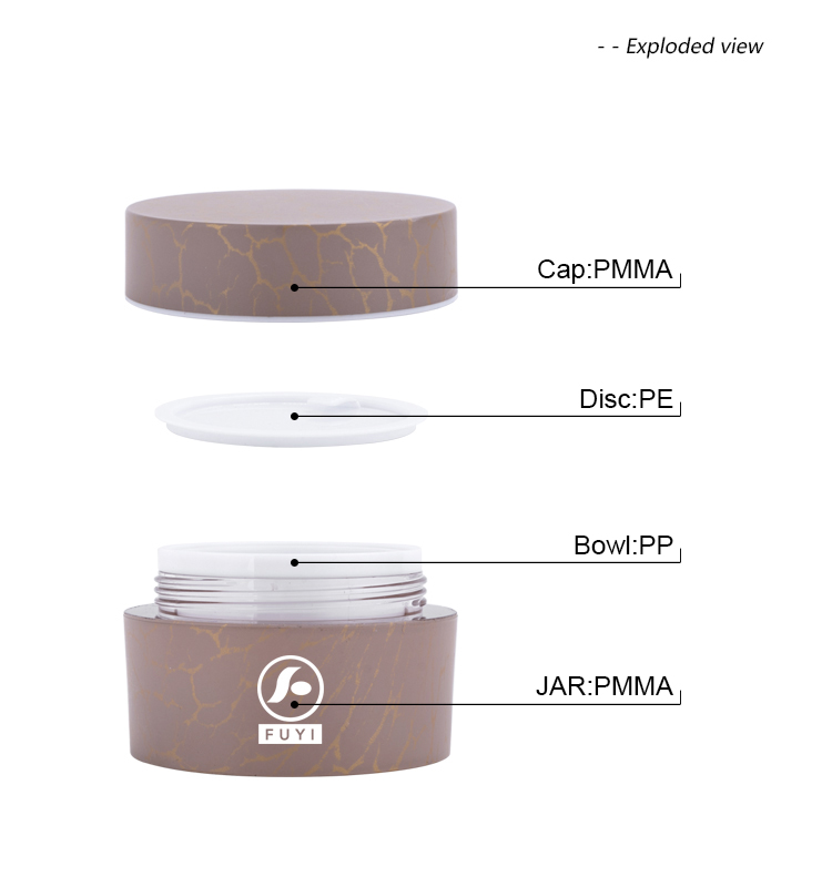 5g 10g 15g 30g 50g 80g 100g Water Transfer Crack Effect Plastic PMMA Jar Cosmetic Round Packaging
